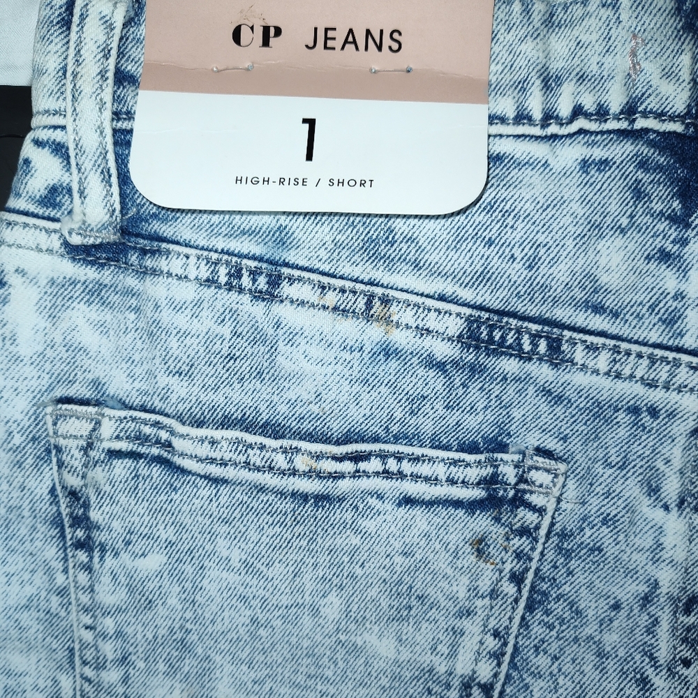 CP Jeans High-Rise/Short Acid Washed Denim Jean Shorts with Frayed Hem Size 1 - Picture 4 of 5